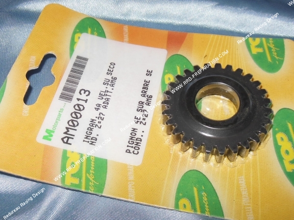 vue Pignon de 4ème sur arbre secondaire 27 dents pour boîte de vitesse MINARELLI AM6 (taille origine)