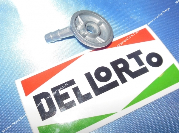 vue Pipette de durite, arrivée d'essence aluminium coudée 45° pour carburateur SHA DELLORTO