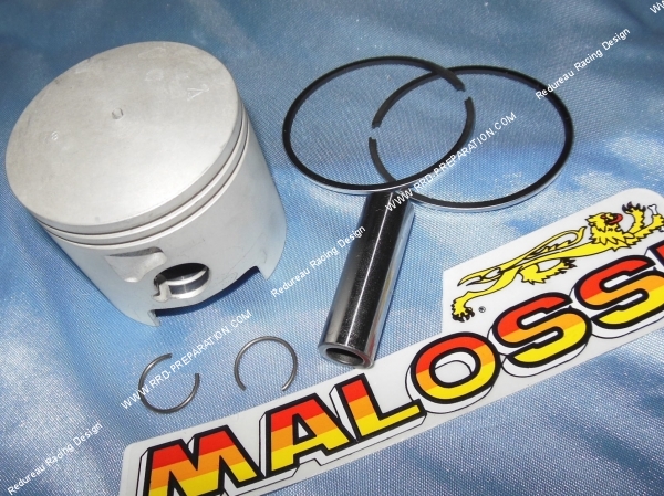 vue Piston bi segment MALOSSI Ø50mm axe 12mm pour kit 80cc replica sur minarelli am6 et DERBI