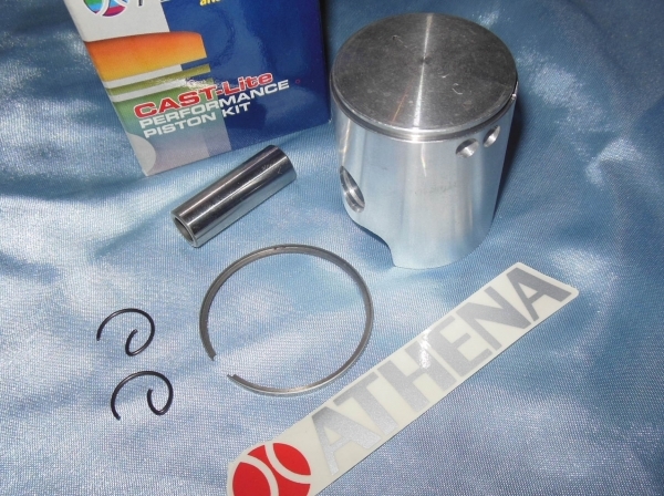 vue Piston mono segment ATHENA Racing by METEOR Ø42mm axe 12mm pour kit 60cc sur MINARELLI P4, P6...
