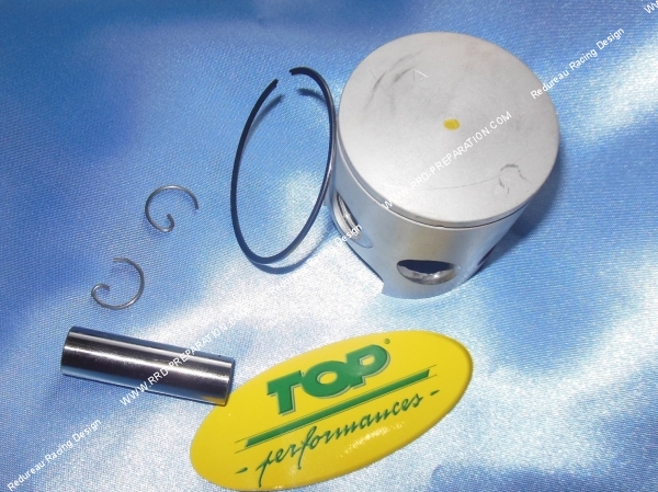 vue Piston mono segment TOP PERFORMANCES Ø47,6  48mm axe 12mm pour kit 70cc TPR fonte bleu scooter PIAGGIO  GILERA liquide