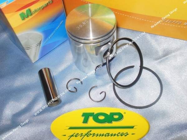 vue Piston pour kit 50cc TOP PERFORMANCES et DR Racing noir Ø40mm et 40,28mm DERBI euro 1 & 2