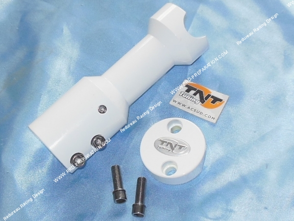 vue Potence TNT Tuning blanche ou imitation carbone pour scooter MBK booster  stunt