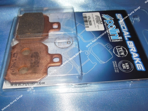 vue Plaquettes de frein POLINI pour scooter 125cc, 150cc et mécaboite APRILIA RS après 2006 YAMAHA X-max, Majesty, PIAGGIO x9...