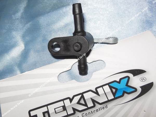 vue Robinet d’essence sur durite TEKNIX universel Ø6mm avec fixation sur cadre