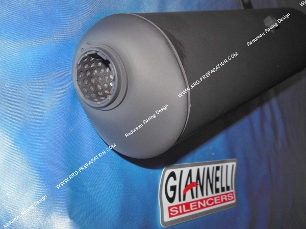 vue Silencieux, cartouche GIANNELLI en métal noir pour pot d'échappement GIANELLI sur HONDA MTX 80cc 2 temps 1985 a 2001