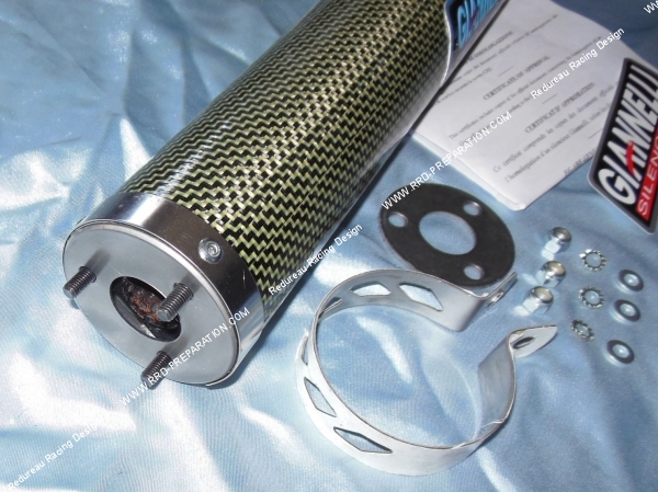 vue Silencieux seul d'échappement GIANNELLI kevlar, aluminium ou carbone pour APRILIA RS & TUONO 125cc 2 temps de 1994 a 2008