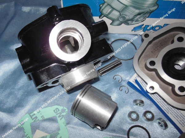 vue sortie échappement Kit 70cc POLINI W aluminium Ø47mm complet MINARELLI RV6, RV5, RV4, RV3