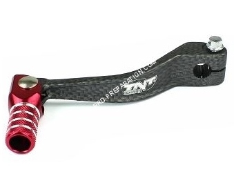 vue Sélecteur de vitesse TNT Tuning en aluminium pliable pour DERBI Euro 1, 2 et 3 imitation carbone avec embout couleur aux choix