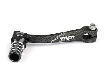 vue Sélecteur de vitesse TNT Tuning en aluminium pliable pour minarelli am6 imitation carbone avec embout couleur aux choix