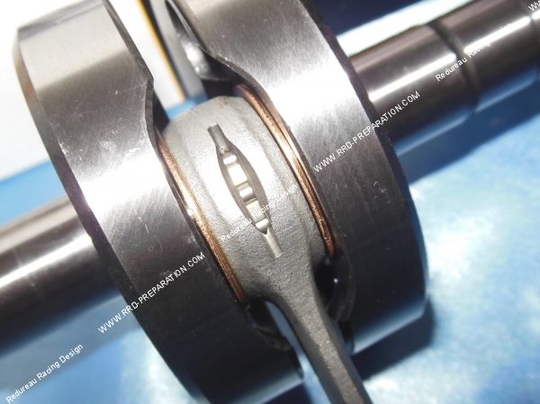 vue tête de bielle Vilebrequin, vilo, embiellage DOPPLER ENDURANCE axe Ø10  12mm minarelli horizontal (nitro, aerox, ovetto, neos, ...)