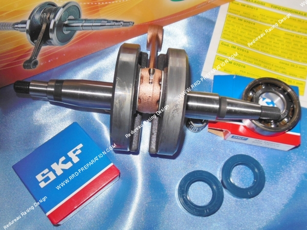 vue Vilebrequin + roulements et spy TOP PERFORMANCES course 40mm pour mécaboite moteur DERBI euro 1 & 2 sauf GPR