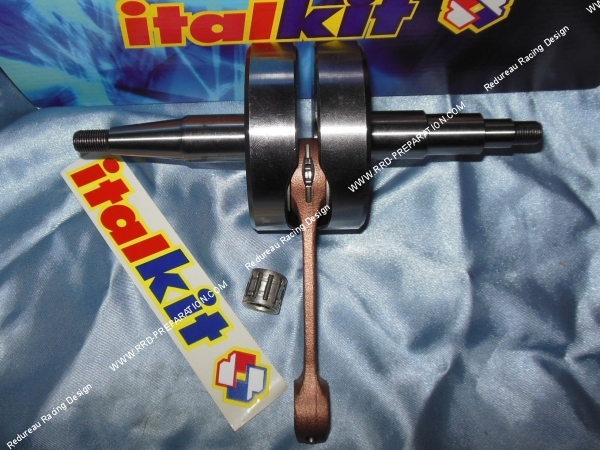 vue Vilebrequin, embiellage ITALKIT course longue 43mm moto 50cc DERBI GPR euro 1 & 2 avec équilibreur