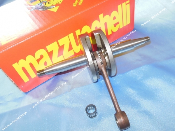 vue Vilebrequin, vilo, embiellage MAZZUCCHELLI course longue 42mm (soies de Ø17mm) pour mécaboite moteur minarelli P4 & P6