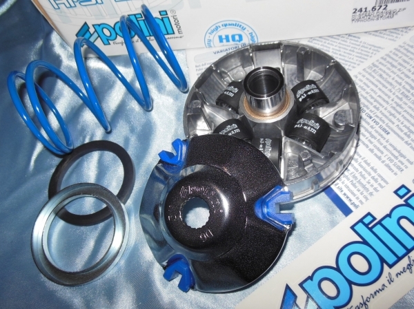 vue Variateur POLINI HI SPEED (variateur, galets, ressort, ...) pour PIAGGIO (Typhoon, NRG...)