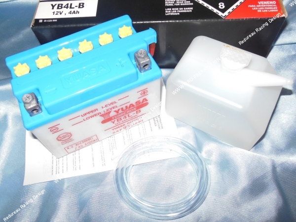 zoom Batterie YUASA YB4L-B 12v 4Ah (acide avec entretien) pour moto, mécaboite, scooters...