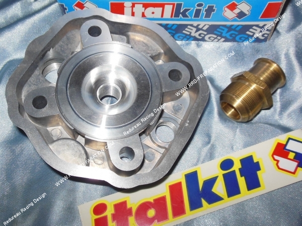 zoom Culasse à plot complète Ø47,6mm pour kit et pack 80cc ITALKIT Racing aluminium course longue 43 sur DERBI euro 1 & 2