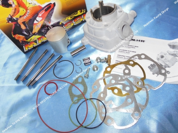 zoom Cylindre  piston 70cc Ø47mm sans culasse MALOSSI MHR TEAM aluminium (axe 12mm) minarelli horizontal liquide (nitro, aerox, ...)