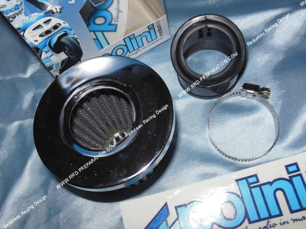 zoom Filtre à air, cornet grille type K&N POLINI coudé 30° (Ø de fixation carburateur Ø35 et 38mm au choix)