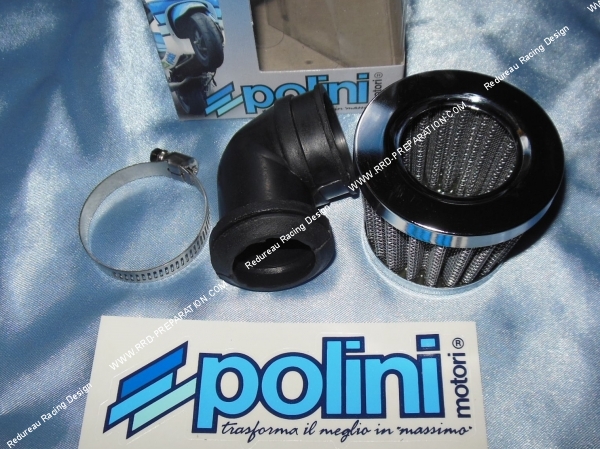 zoom Filtre à air, cornet grille type K&N POLINI coudé 90° (Ø de fixation carburateur Ø34 et 38mm au choix)