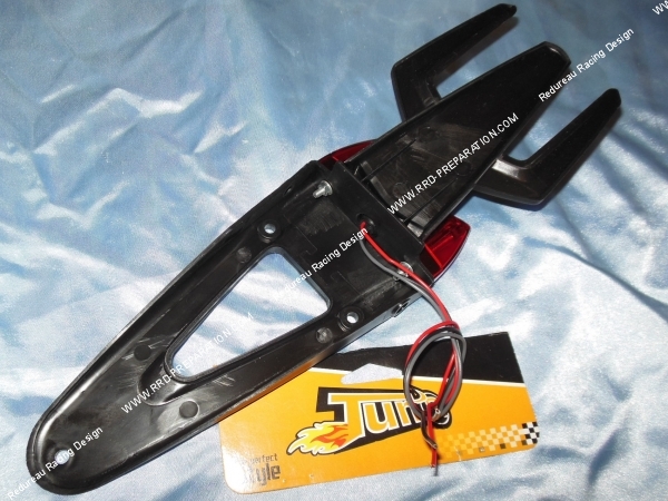 zoom Feu arrière avec bavette et support de plaque TUN'R à leds rouge pour moto 50cc, 125cc