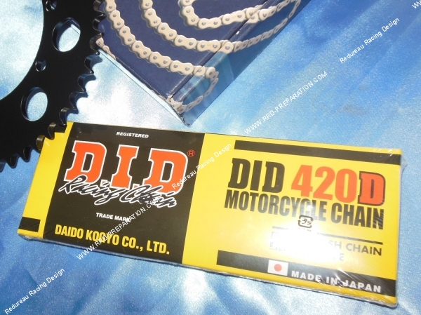 zoom Kit chaine DID Racing Chain pour SUZUKI SMX de 2001 à 2003 et RMX de 1996 à 2003 avec pignon de 12 et couronne 50