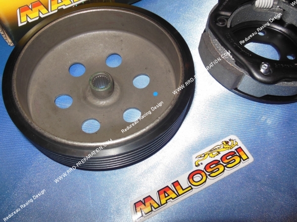 zoom Kit embrayage + cloche clutch bell MALOSSI Ø107mm pour scooter Peugeot, Piaggio,...