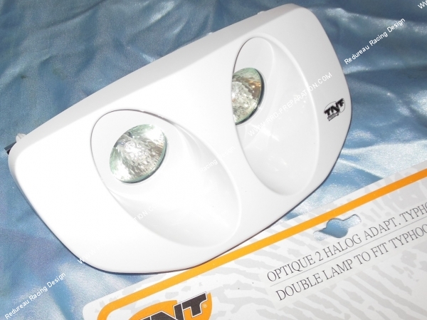 zoom Masque avant double optique TNT Tuning avec éclairage pour Piaggio Typhoon blanc, noir ou carbone