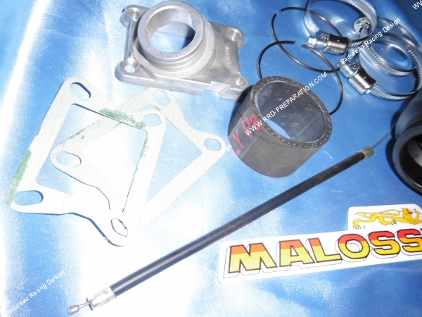zoom Pipe d'admission MALOSSI MHR Ø30mm avec collier, manchon, soufflet de boite à air... pour moto HONDA 75  80 MBX, MTX, NSR...