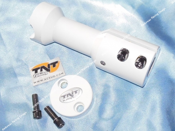 zoom Potence TNT Tuning blanche ou imitation carbone pour scooter MBK booster  stunt