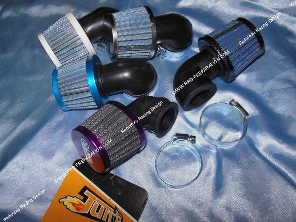 zoom Filtre à air, cornet TUN'R conique KN coudé a 90° couleur aux choix