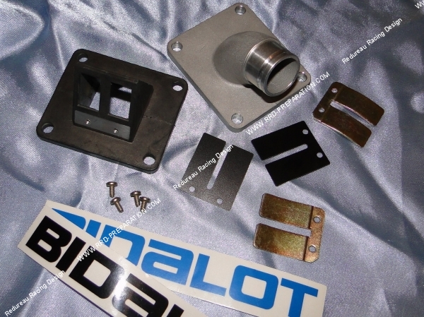 zoom Kit clapets avec pipe admission BIDALOT Racing pour carters G1  G2 sur MBK 51  motobecane av10