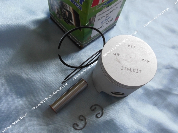 zoom Piston bi segment ITALKIT Ø49 pour kit fonte DR, TOP PERFORMANCES noir 80cc sur minarelli am6