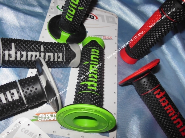zoom Poignées de guidon, revêtement côtés fermés, gros anneau bi-colore DOMINO CROSS  ENDURO (couleur aux choix)